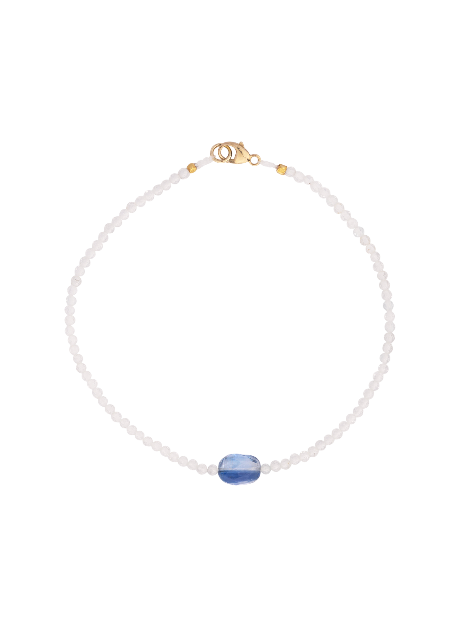 White topaz + kyanite beaded bracelet